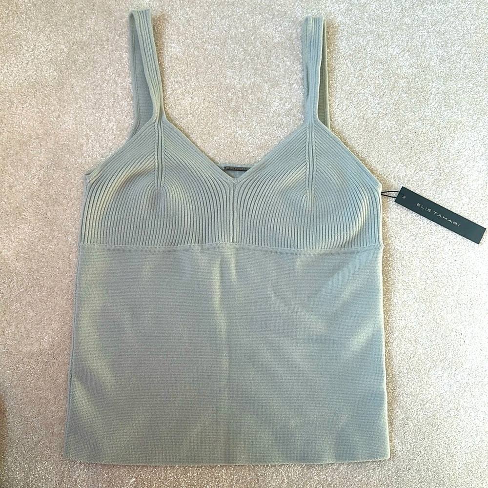 Elie Tahari Sage Green Knit Sweater Tank Top NWT